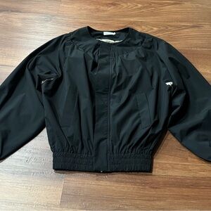Rarely Alike Black Cropped Windbreaker Jacket Womens M Minimal Lightweight